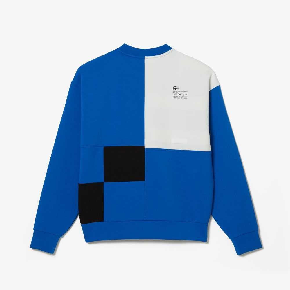 Lacoste Loose Fit Patchwork Effect Blå Vita | MLHDC-3527