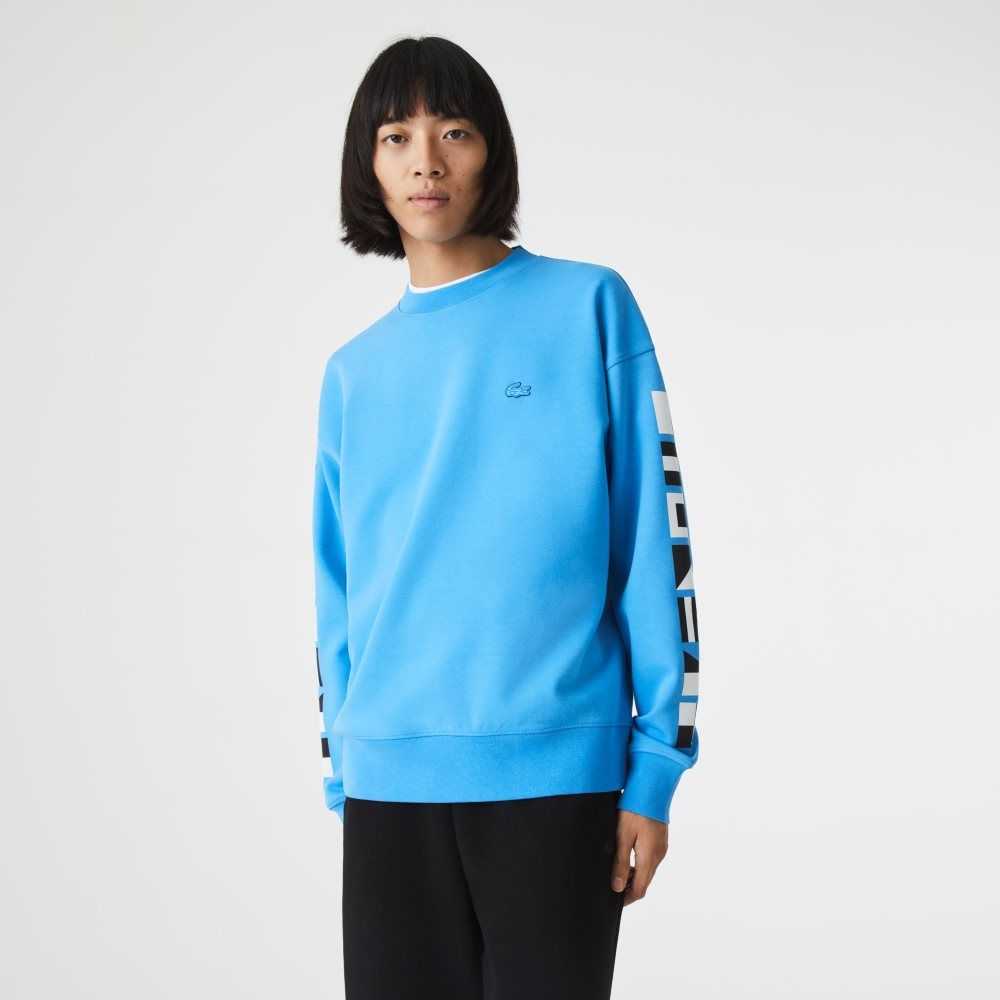 Lacoste Loose Fit Reflective Print Blå | RPVOB-8301