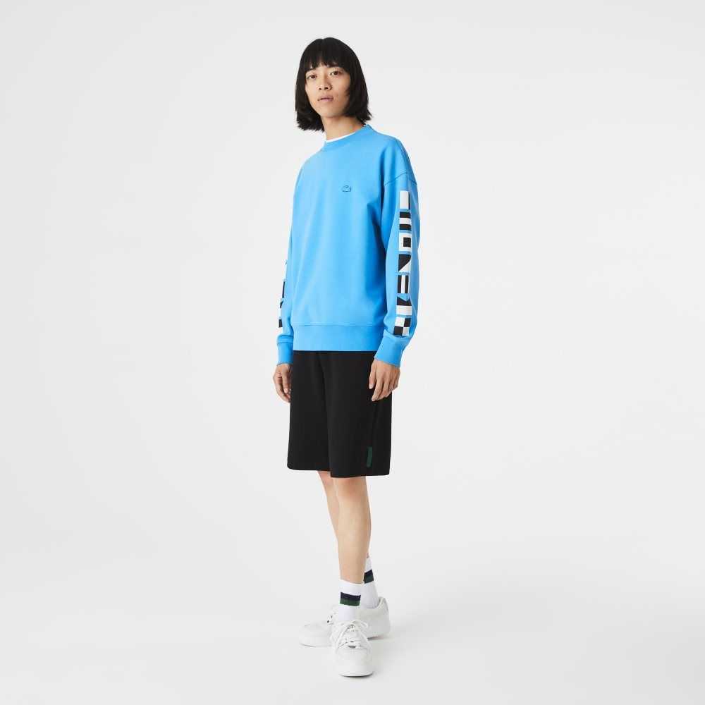 Lacoste Loose Fit Reflective Print Blå | RPVOB-8301