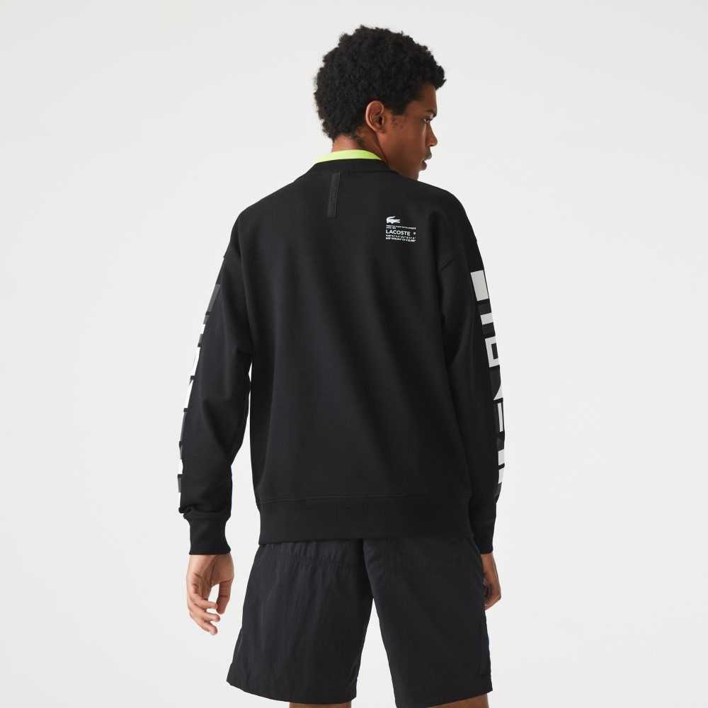 Lacoste Loose Fit Reflective Print Svarta | MICNT-7013