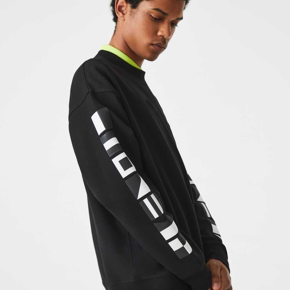 Lacoste Loose Fit Reflective Print Svarta | MICNT-7013