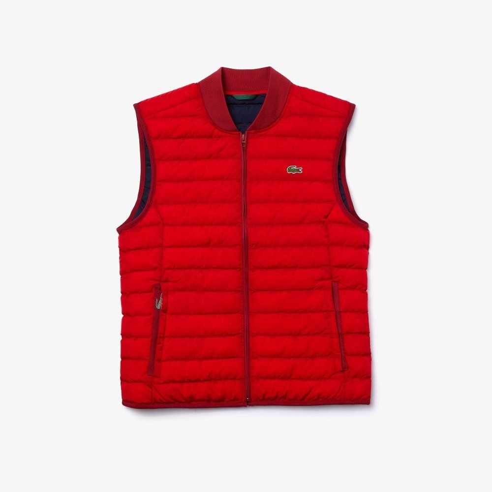 Lacoste Lätta Foldable Vatten-Resistant Puffer Coat Röda | TKFXO-6859