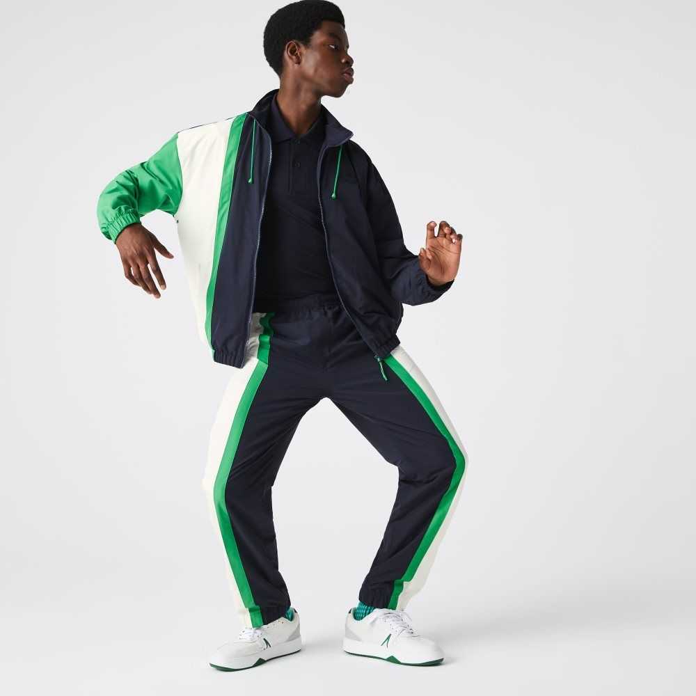 Lacoste Lätta Vatten-Repellent Color-Block Marinblå Blå Vita Gröna | LGQIN-9380