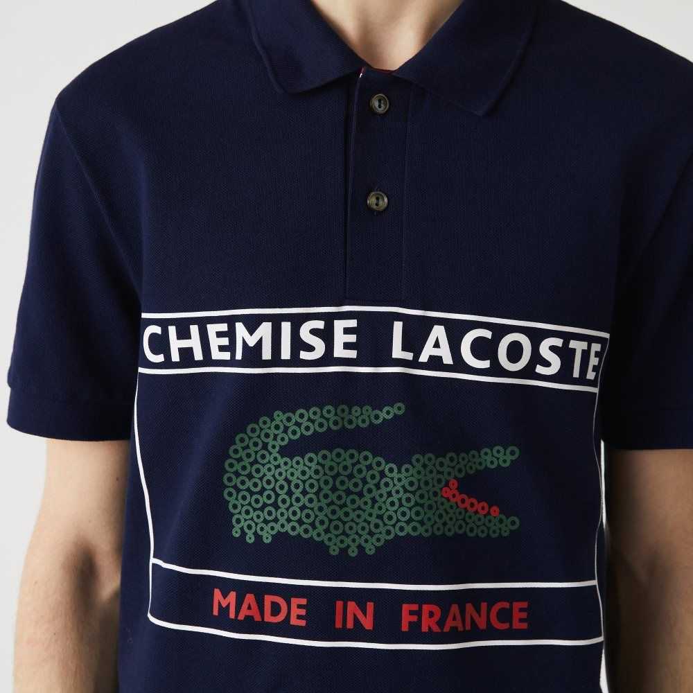 Lacoste Made in France Regular Fit Organic Bomull Marinblå Blå | GZHCW-7185