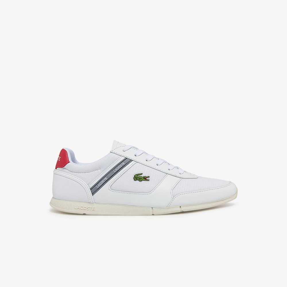 Lacoste Menerva Sport Läder Accent Vita Röda | EWYZP-0476