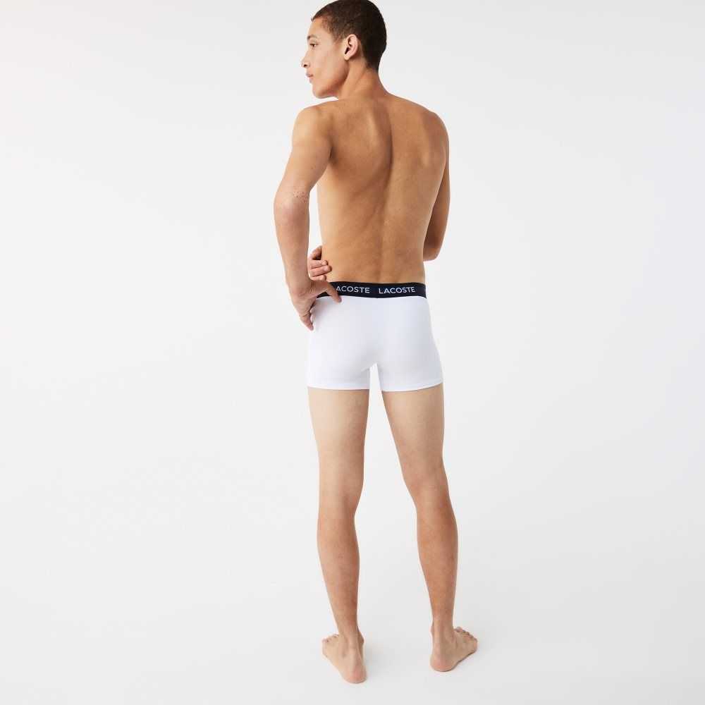 Lacoste Microfiber Trunk 3-Pack Marinblå Blå Vita Röda | HJXEY-3768