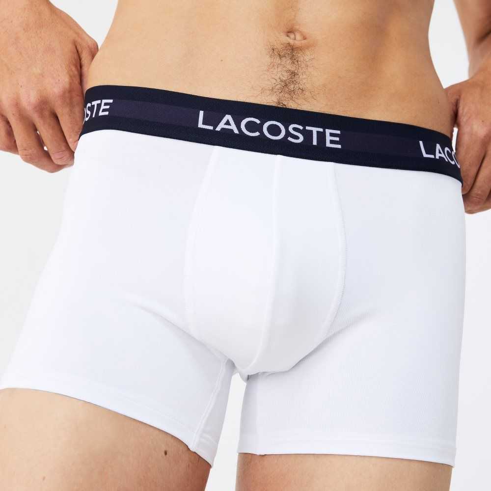 Lacoste Microfiber Trunk 3-Pack Marinblå Blå Vita Röda | HJXEY-3768