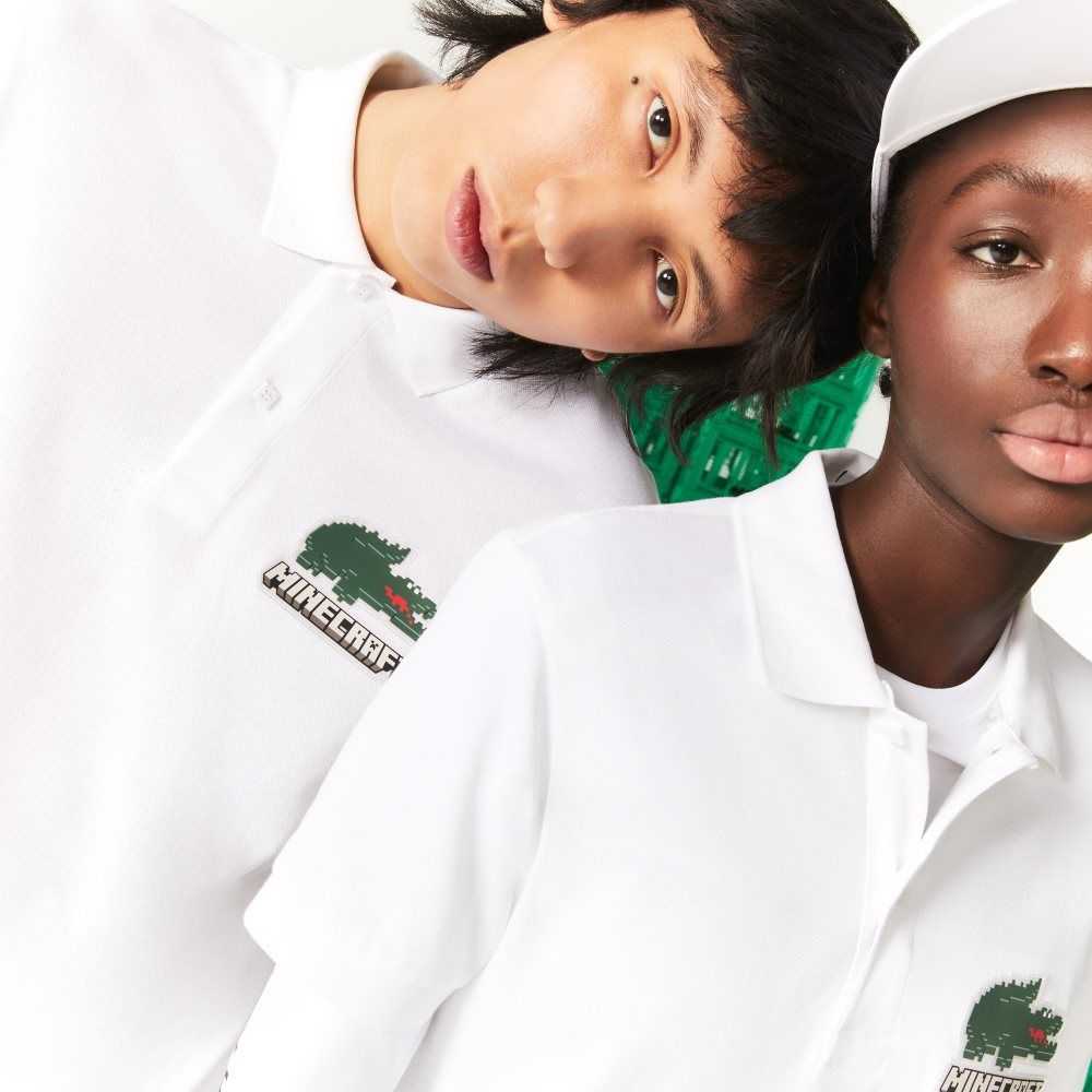 Lacoste Minecraft Klassiska Fit Organic Bomull Vita | BZUYV-7639