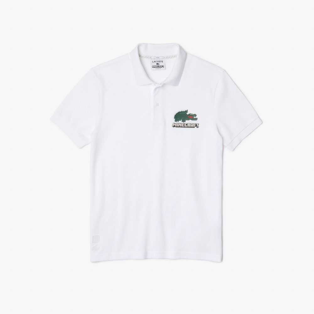 Lacoste Minecraft Klassiska Fit Organic Bomull Vita | BZUYV-7639