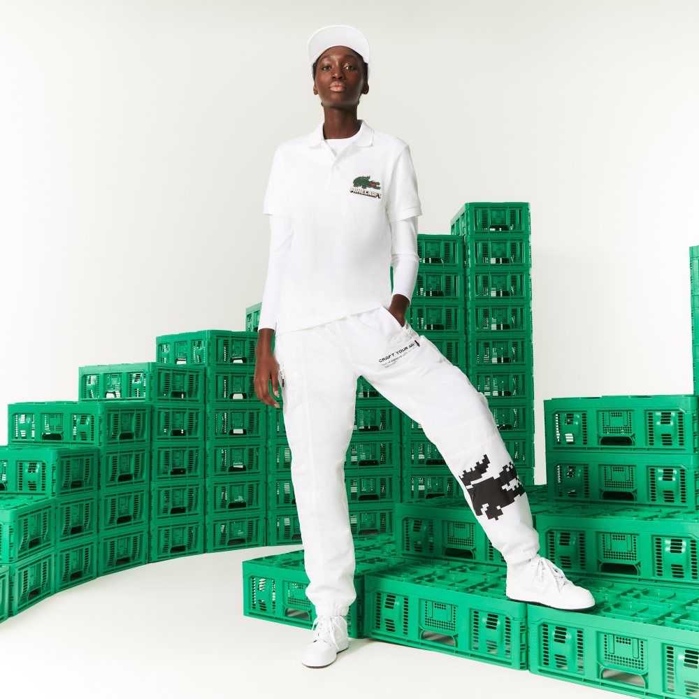 Lacoste Minecraft Klassiska Fit Organic Bomull Vita | QUZKM-7162