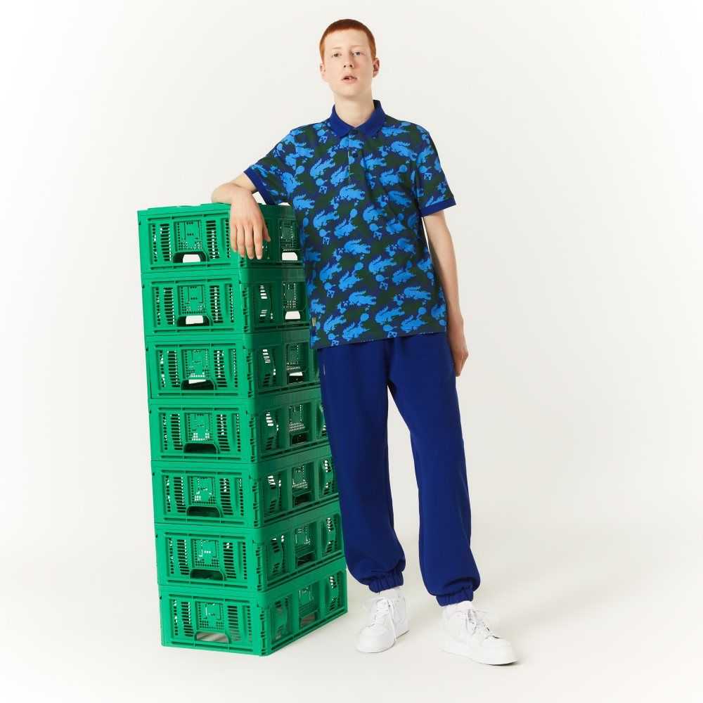 Lacoste Minecraft Organic Bomull Fleece Jogging Blå | PYDRO-8392