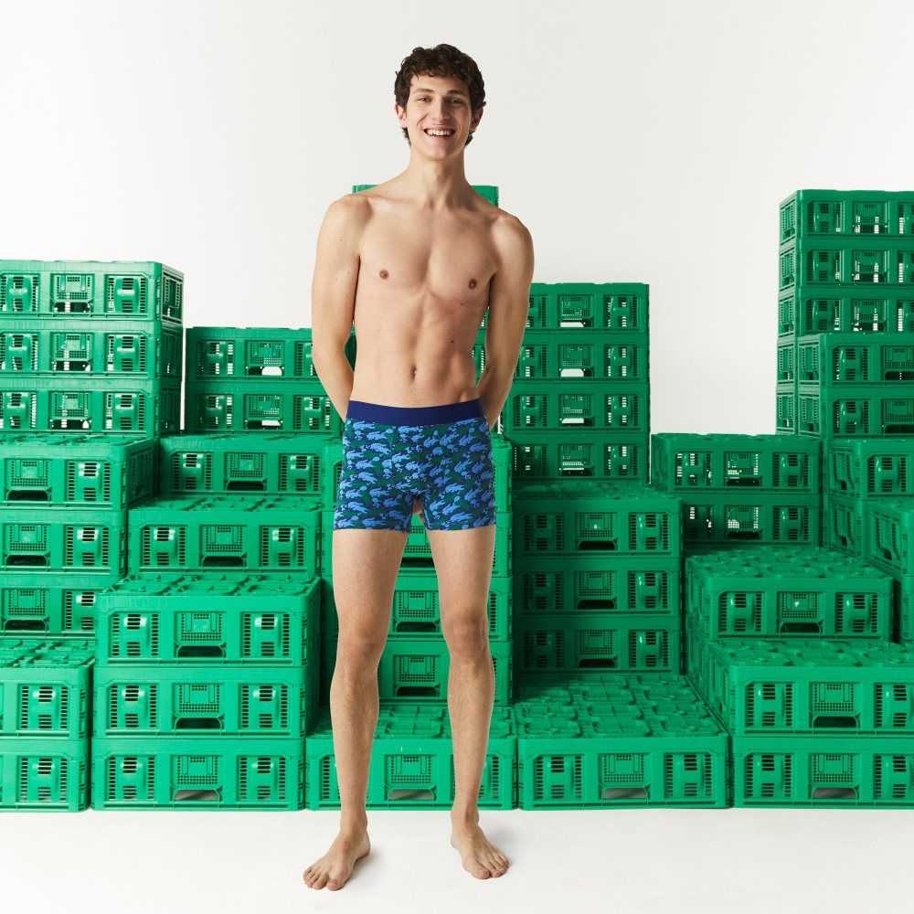 Lacoste Minecraft Print Long Organic Bomull Boxer Briefs Olika Färger | QOXPV-2307