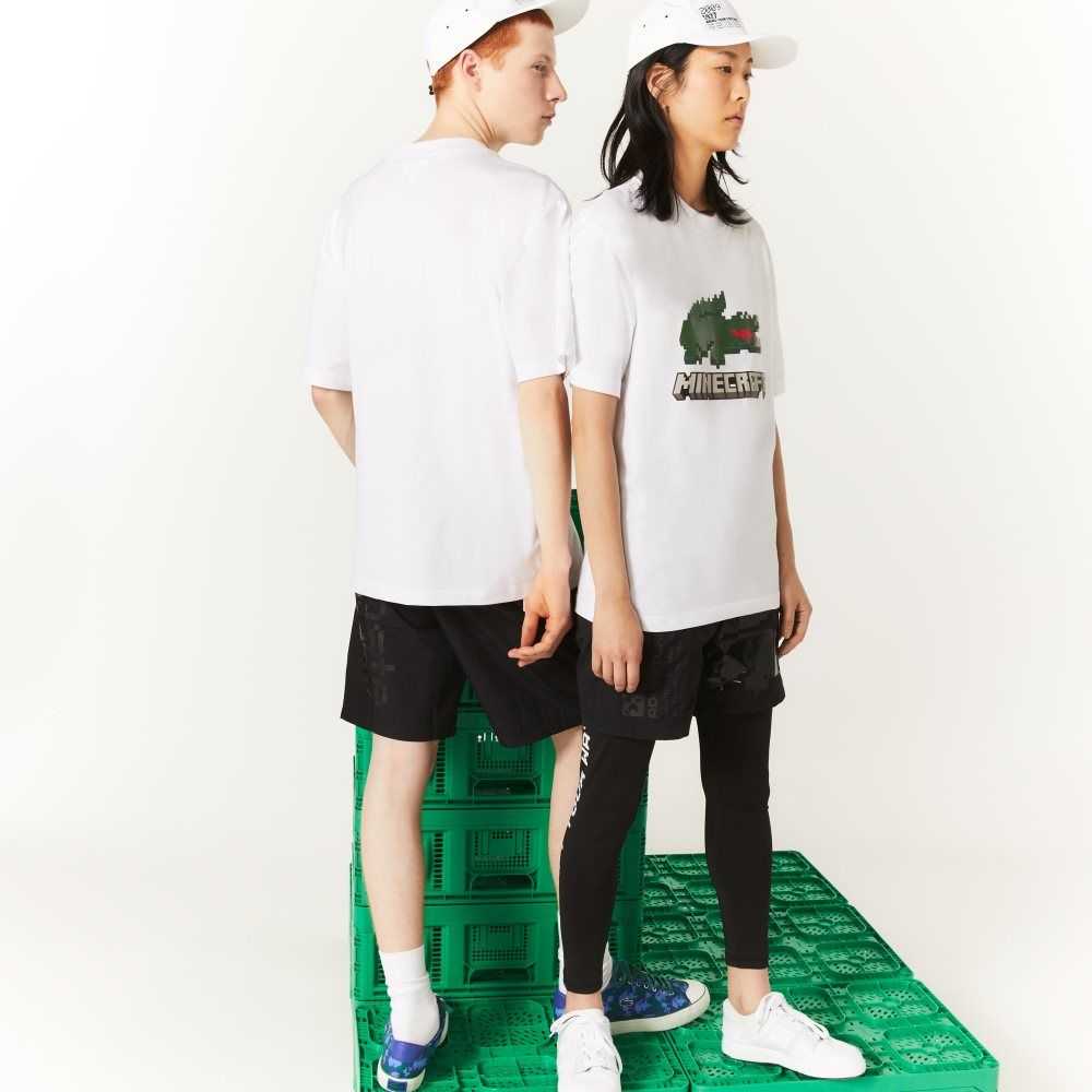 Lacoste Minecraft Print Organic Bomull T-Shirt Vita | DKMCJ-8563