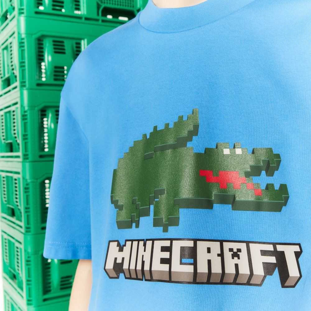 Lacoste Minecraft Print Organic Bomull T-Shirt Blå | SDXBU-8732