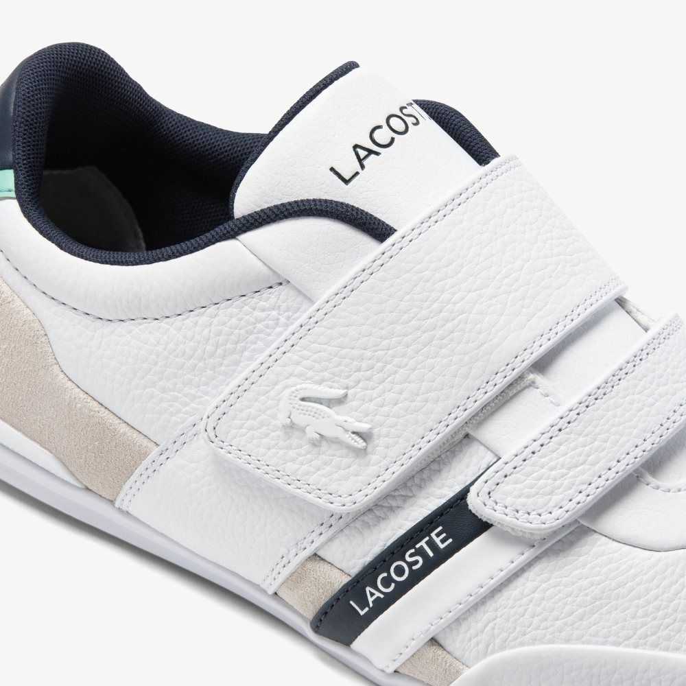 Lacoste Misano Rem Läder Vita Marinblå | QUDSZ-0518