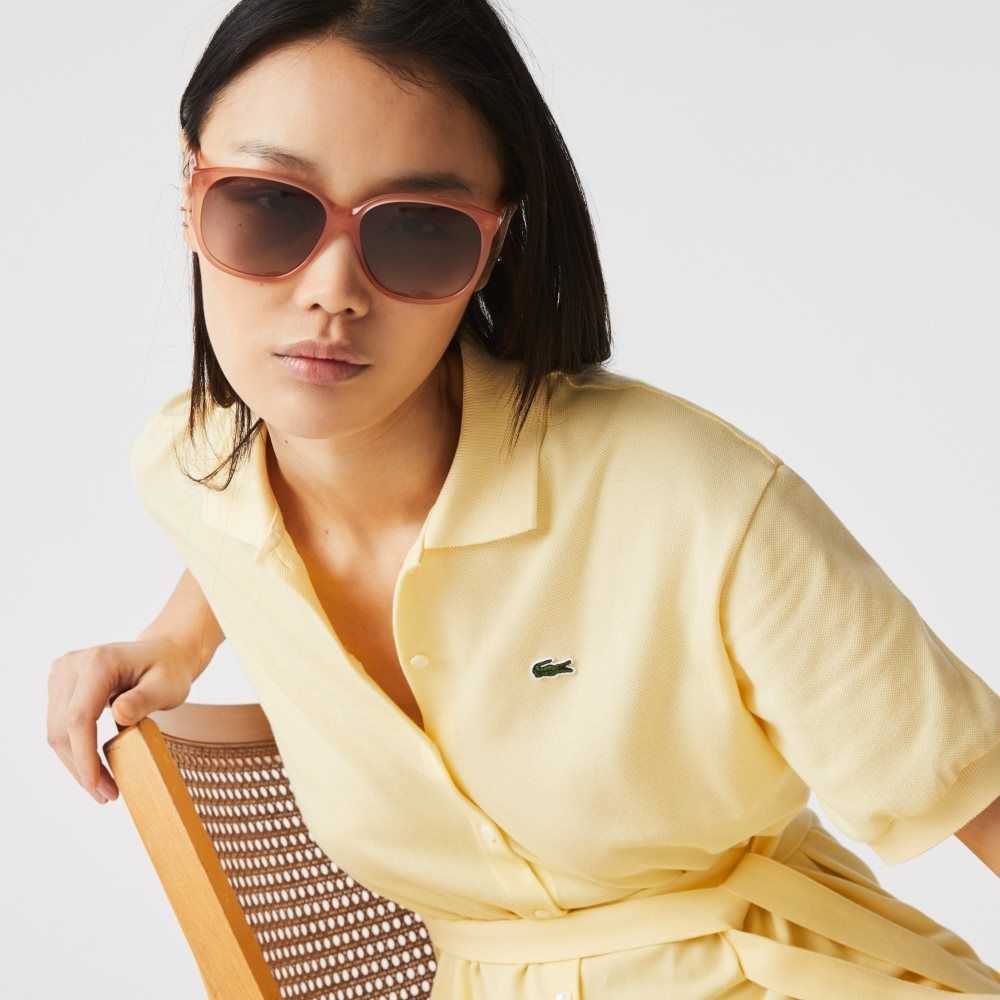 Lacoste Modified Rectangle Acetate Oversize Look Rosa | ZIXRV-8931