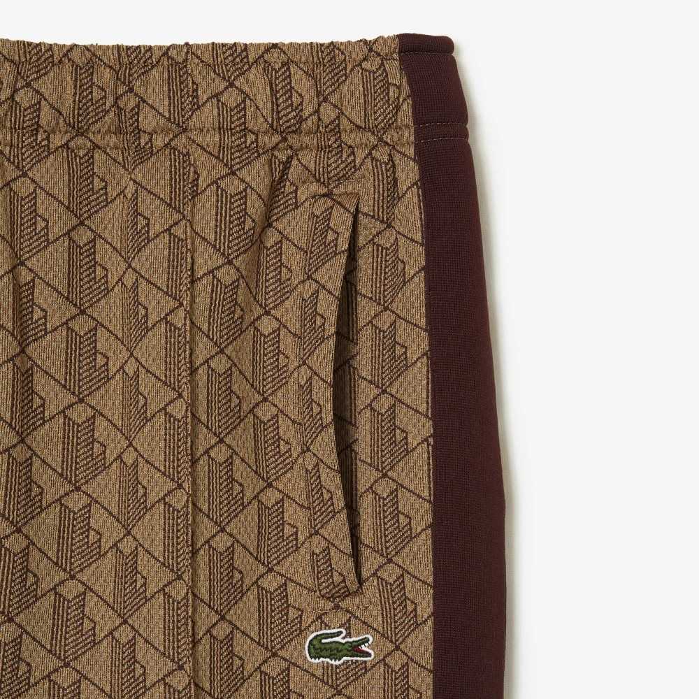 Lacoste Monogram Print Beige Vinröda | TRQHX-8106