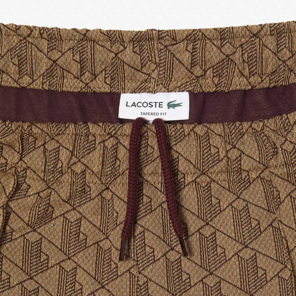 Lacoste Monogram Print Beige Vinröda | TRQHX-8106