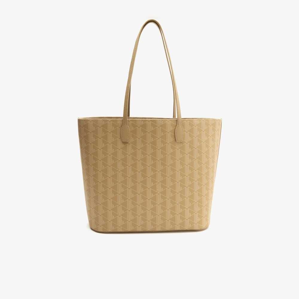 Lacoste Monogram Print Tote Beige | QJMWN-7410