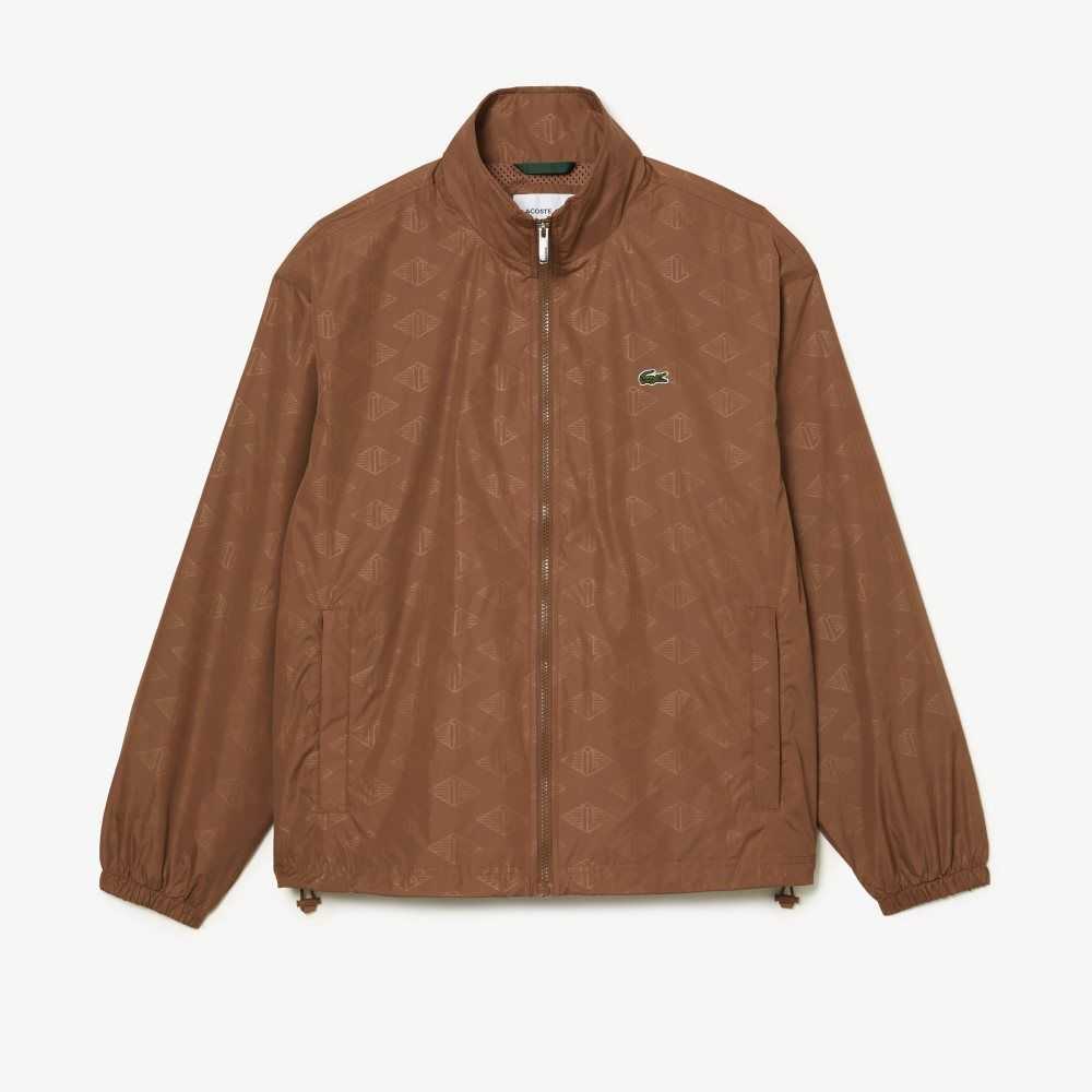 Lacoste Monogram Print Track Jacket Ljusbruna | DPUGY-6305