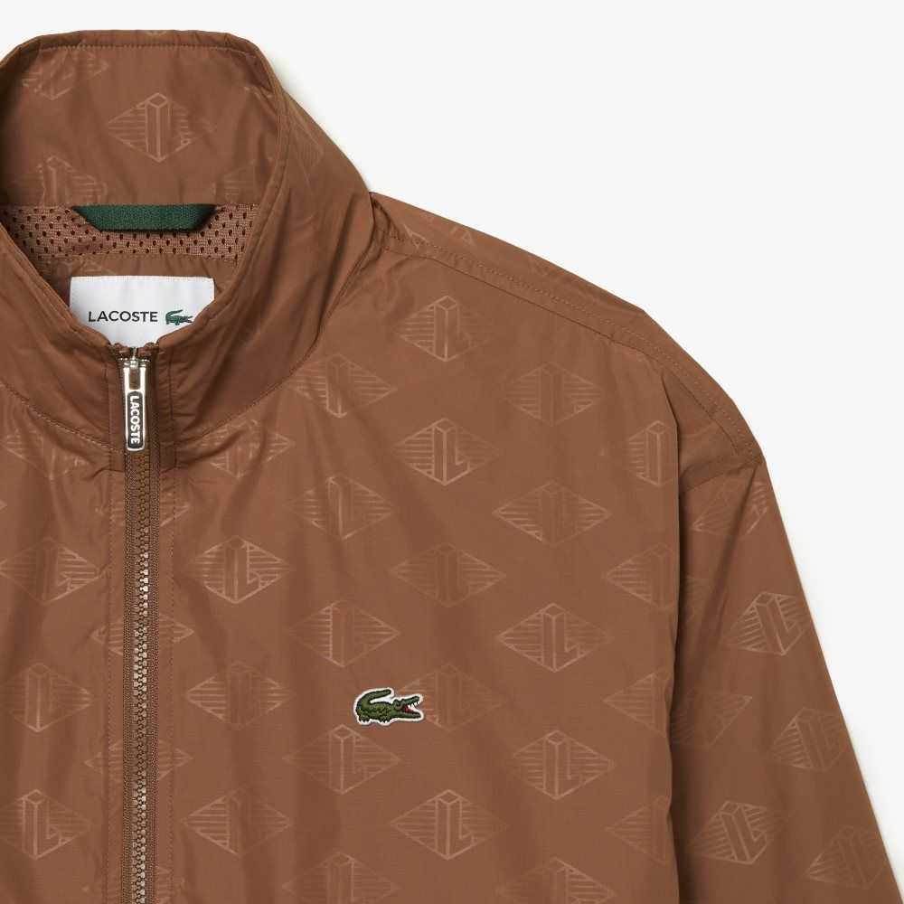 Lacoste Monogram Print Track Jacket Ljusbruna | DPUGY-6305