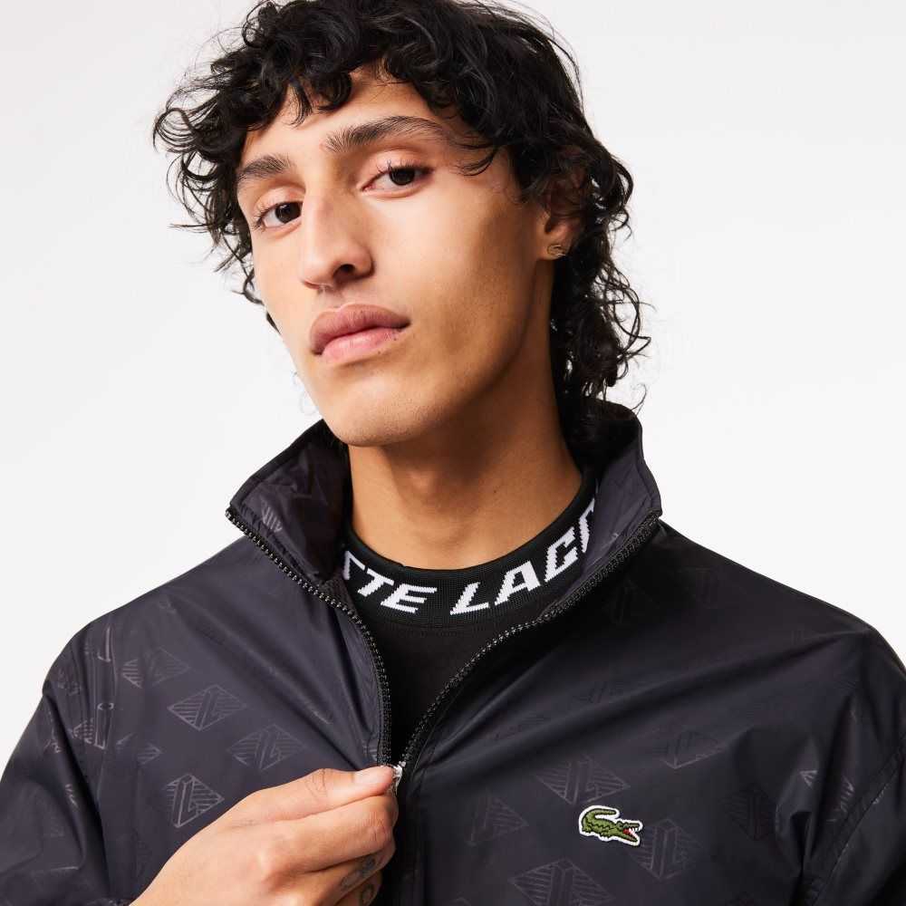 Lacoste Monogram Print Track Jacket Svarta | JUDPH-2391