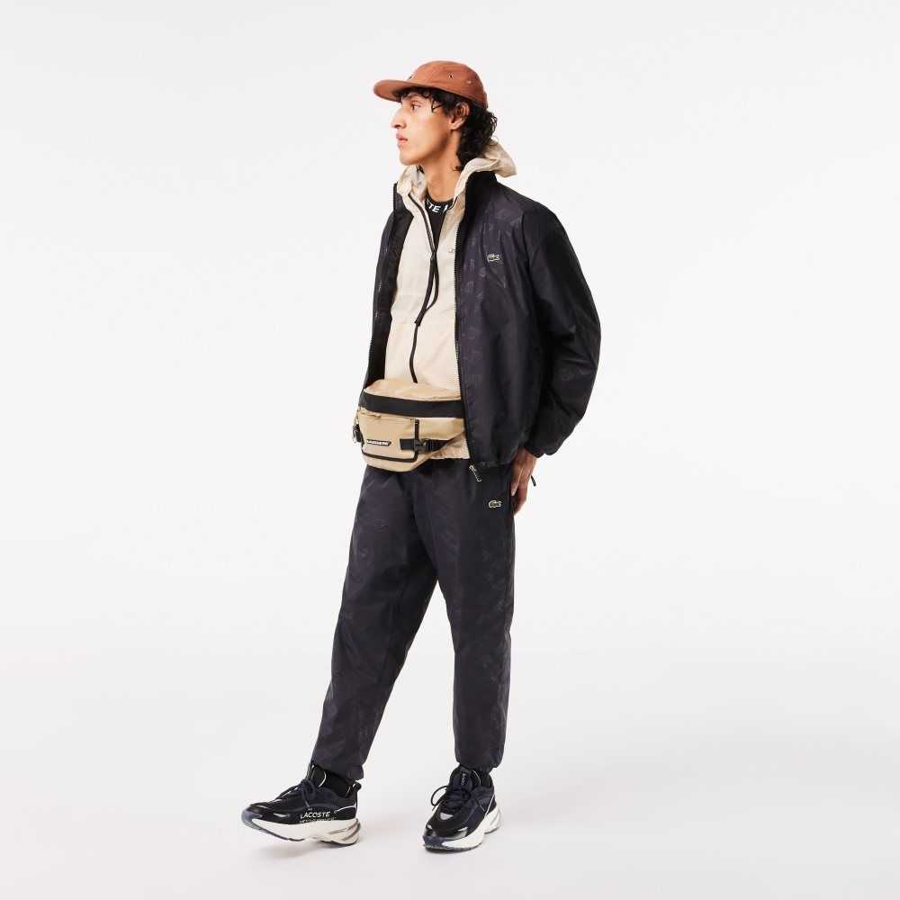 Lacoste Monogram Print Track Jacket Svarta | JUDPH-2391