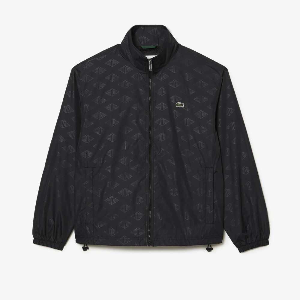 Lacoste Monogram Print Track Jacket Svarta | JUDPH-2391