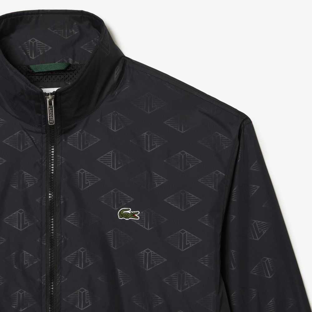 Lacoste Monogram Print Track Jacket Svarta | JUDPH-2391