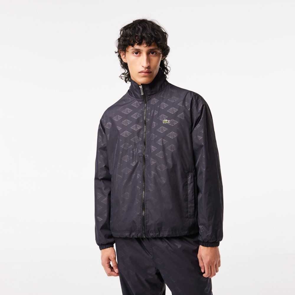 Lacoste Monogram Print Track Jacket Svarta | JUDPH-2391