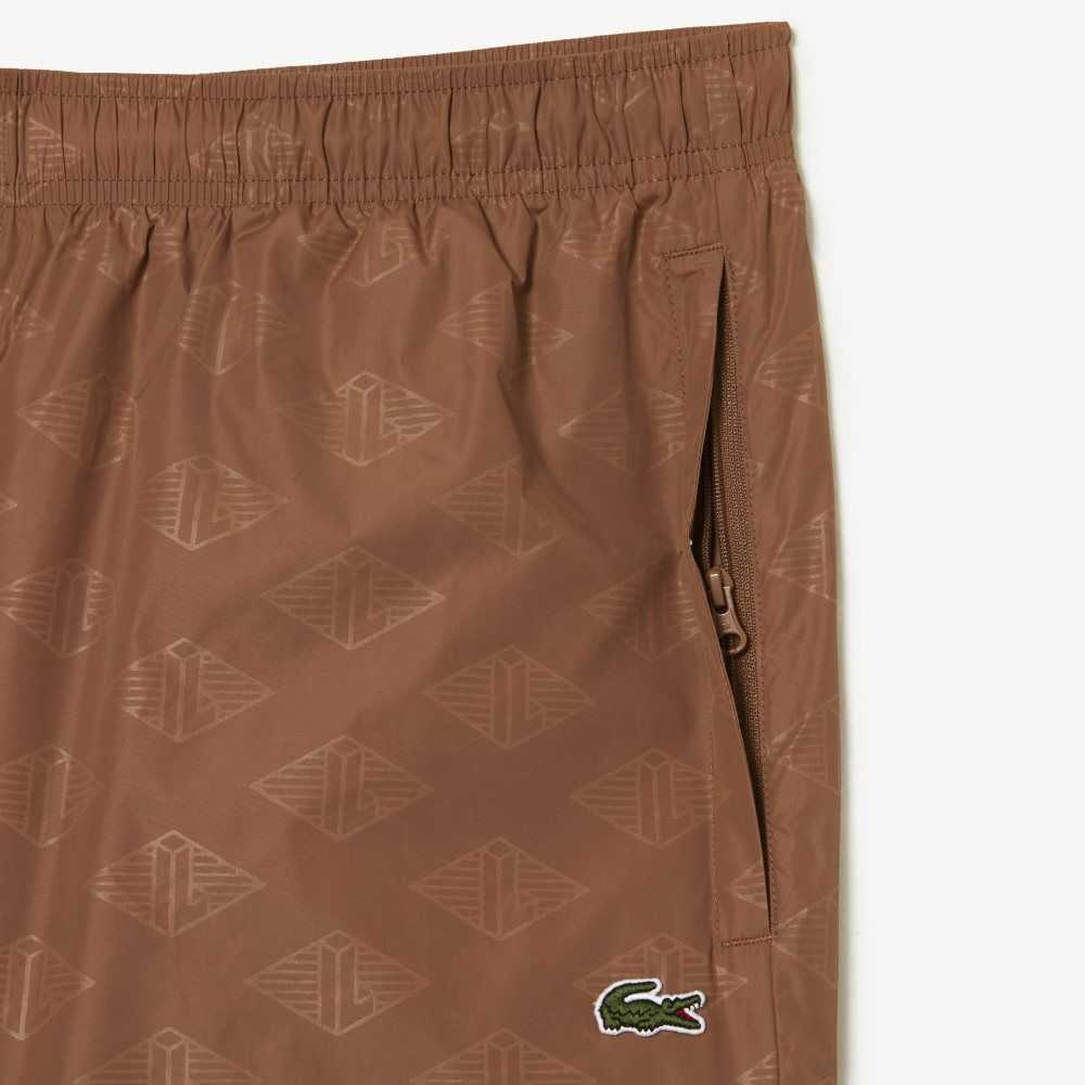 Lacoste Monogram Print Track Pants Ljusbruna | LYXFE-2754