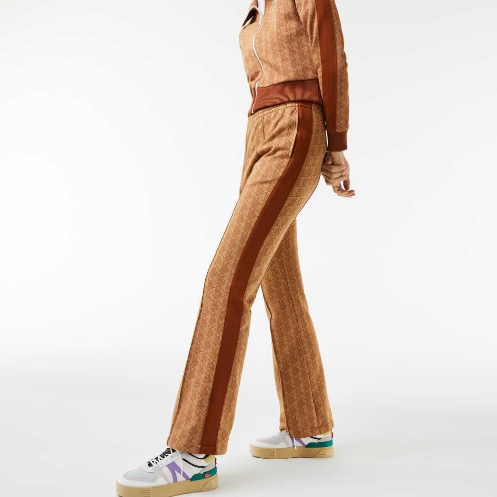 Lacoste Monogram Print Trackpants Beige Bruna | KGUOT-4702