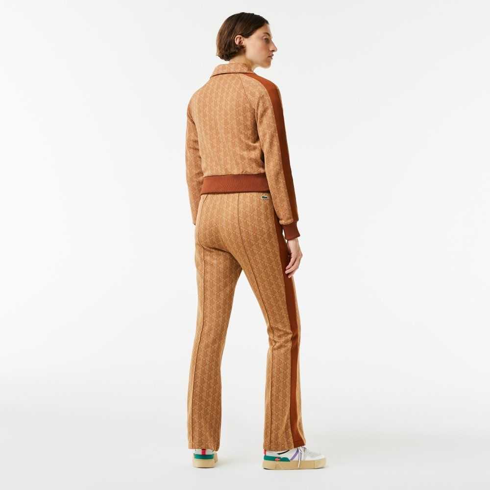 Lacoste Monogram Print Trackpants Beige Bruna | KGUOT-4702