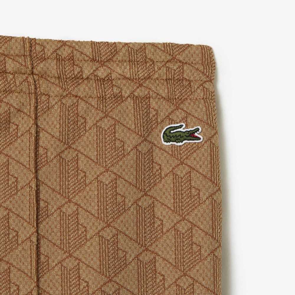 Lacoste Monogram Print Trackpants Beige Bruna | KGUOT-4702