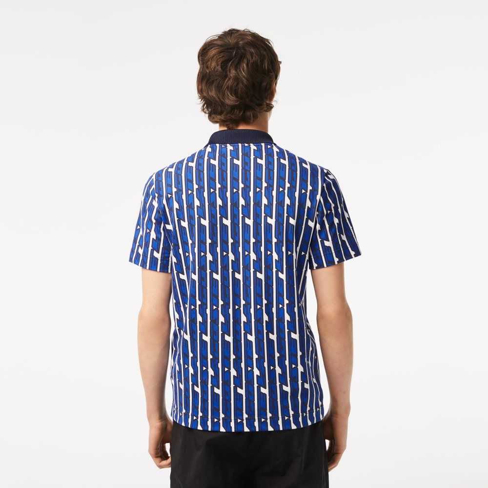 Lacoste Movement Two-Tone Printed Vita Blå | SXCWQ-9056