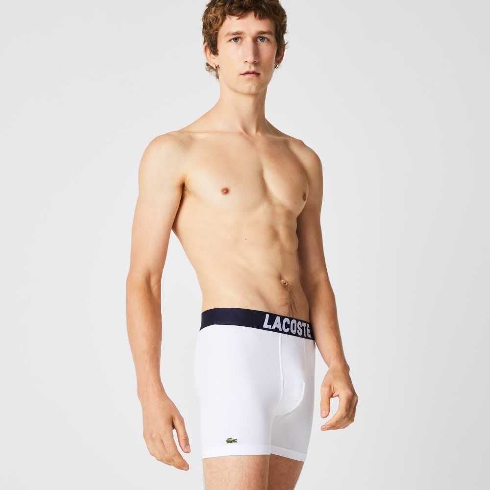 Lacoste Nautical Print Boxer Brief 3-Pack Grå Marinblå Blå Vita | KZRJB-1287