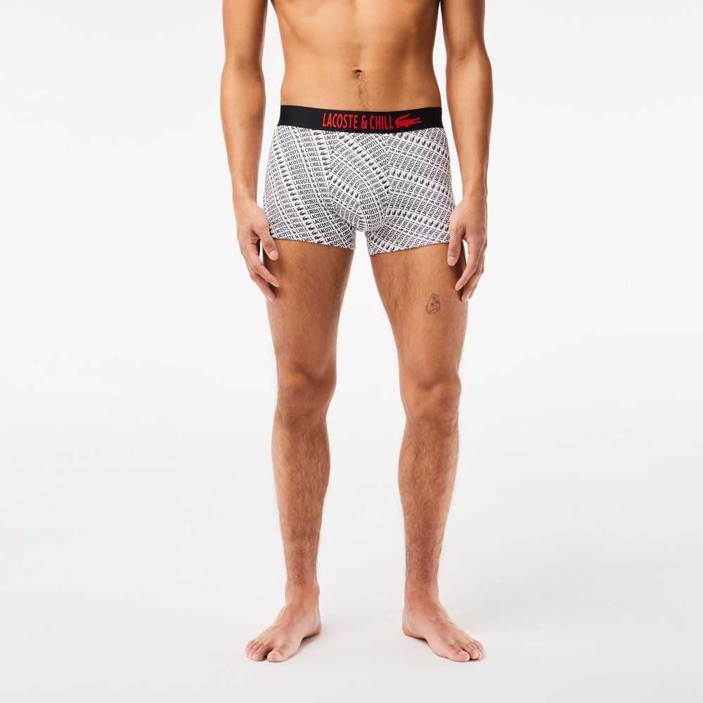 Lacoste Netflix Branded Trunks Vita Svarta | HDCBN-4593