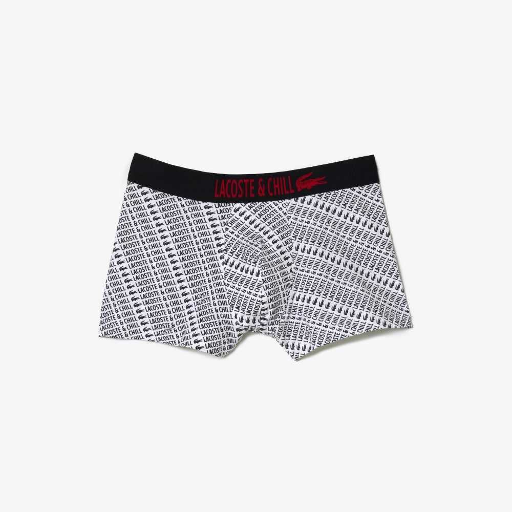 Lacoste Netflix Branded Trunks Vita Svarta | HDCBN-4593