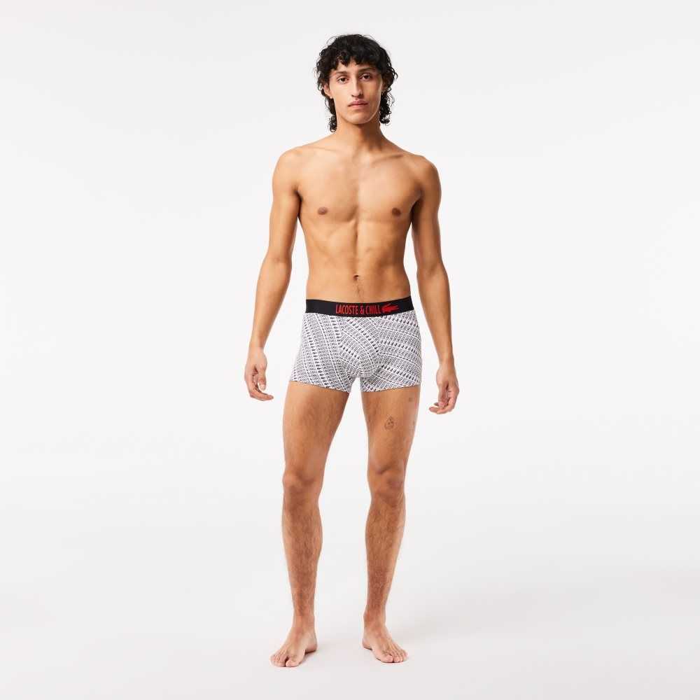 Lacoste Netflix Branded Trunks Vita Svarta | HDCBN-4593