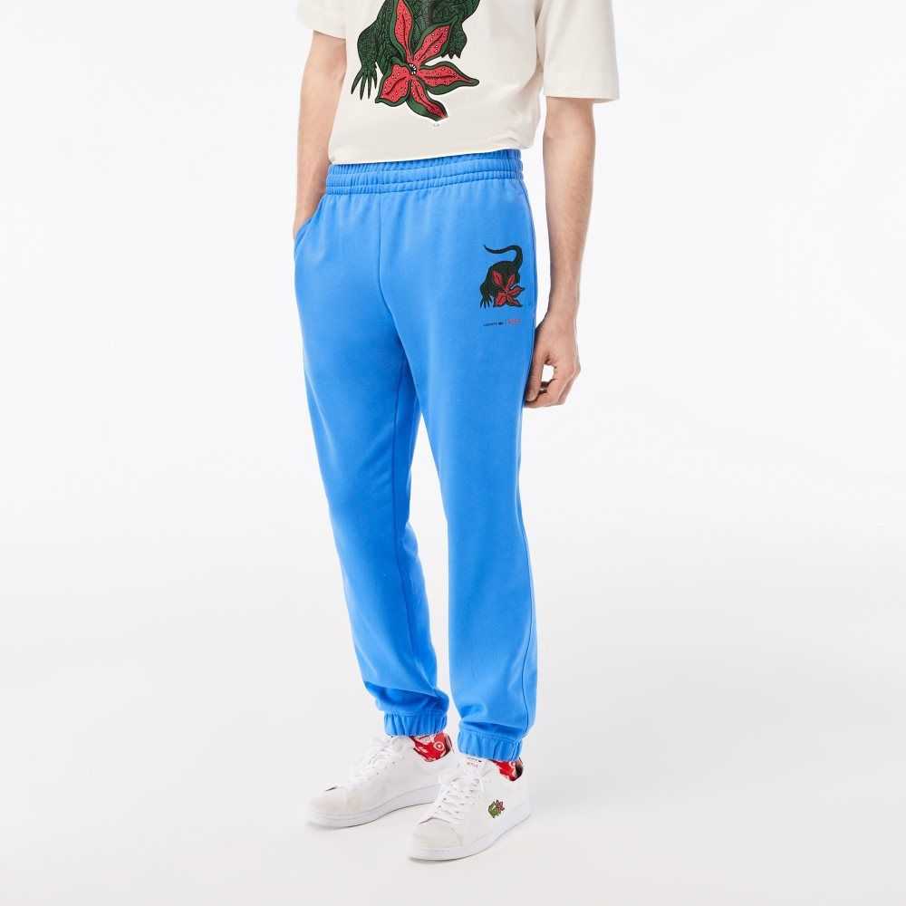 Lacoste Netflix Croc Print Track Blå | NPTMC-7189