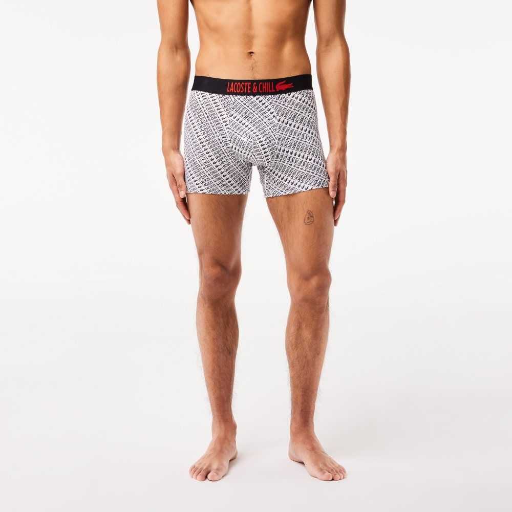 Lacoste Netflix Jersey Boxers Vita Svarta | JUHXS-1962