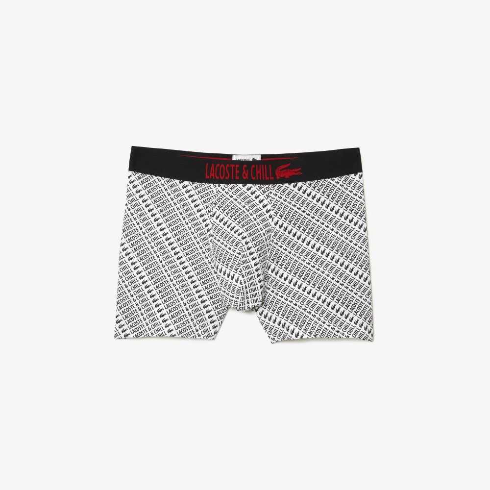 Lacoste Netflix Jersey Boxers Vita Svarta | JUHXS-1962