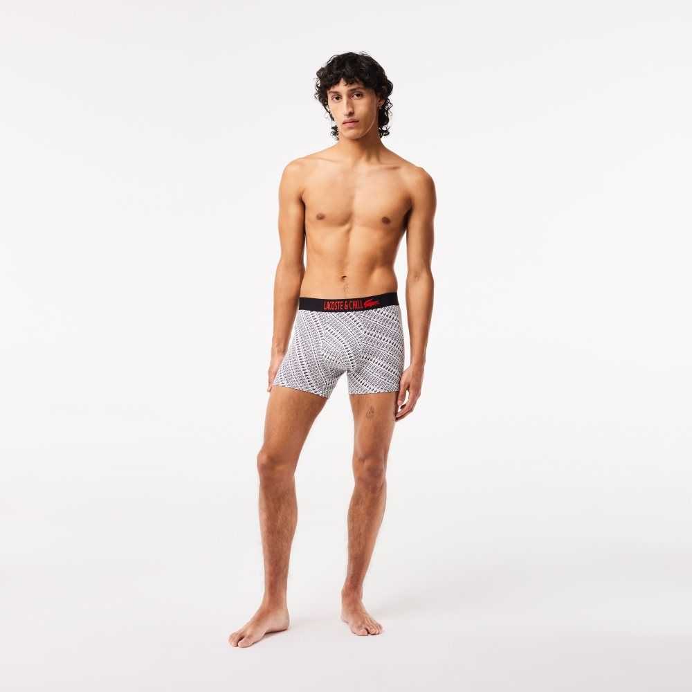 Lacoste Netflix Jersey Boxers Vita Svarta | JUHXS-1962