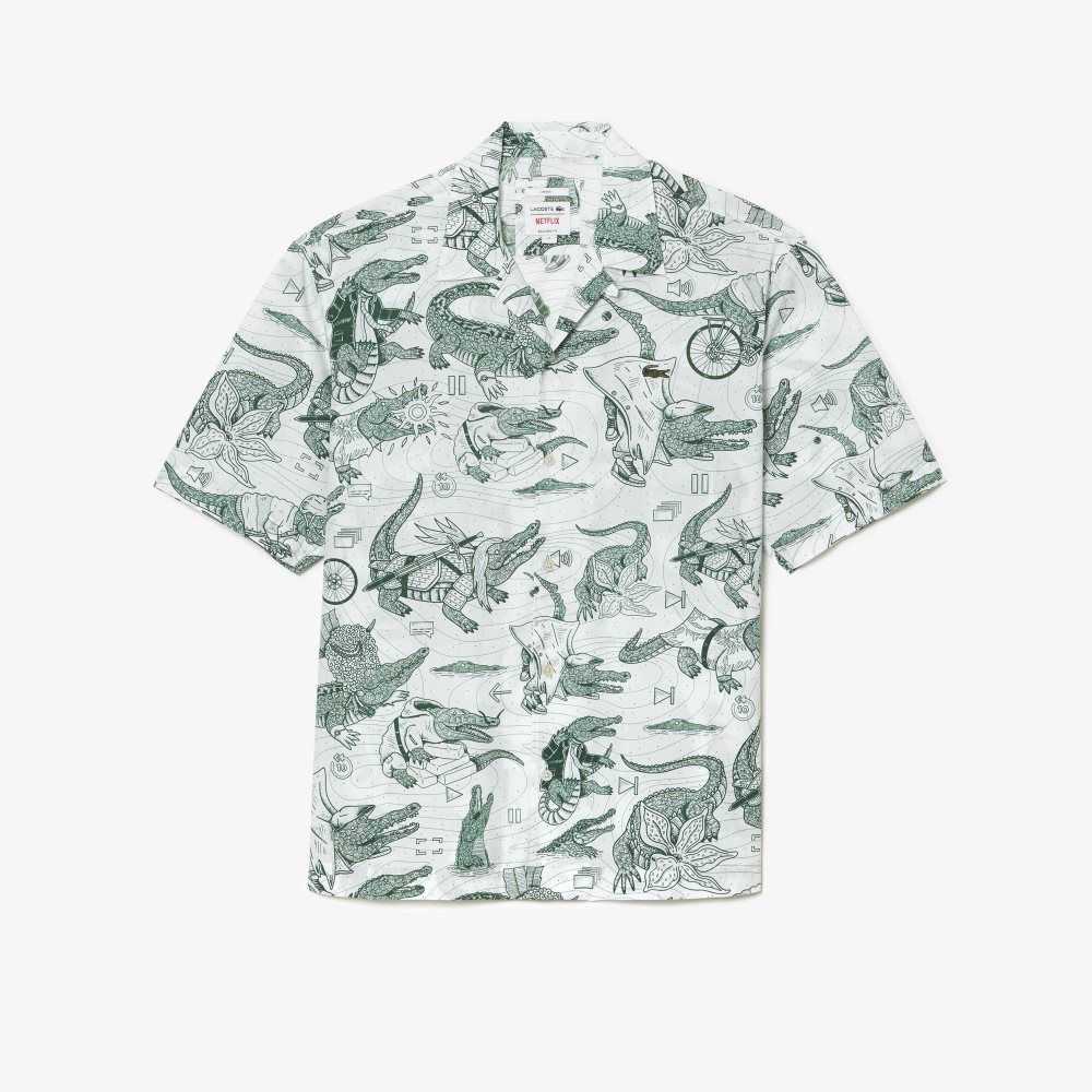 Lacoste Netflix Korta Sleeve Printed Olika Färger | UOIQS-9527