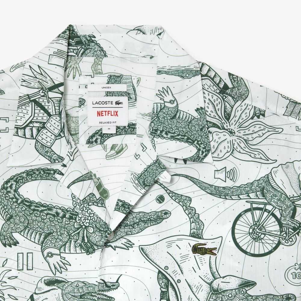 Lacoste Netflix Korta Sleeve Printed Olika Färger | UOIQS-9527