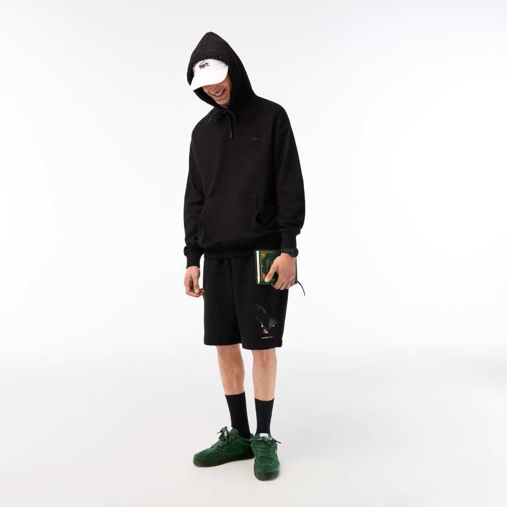 Lacoste Netflix Loose Fit Hoodie Svarta | GPWSO-9406