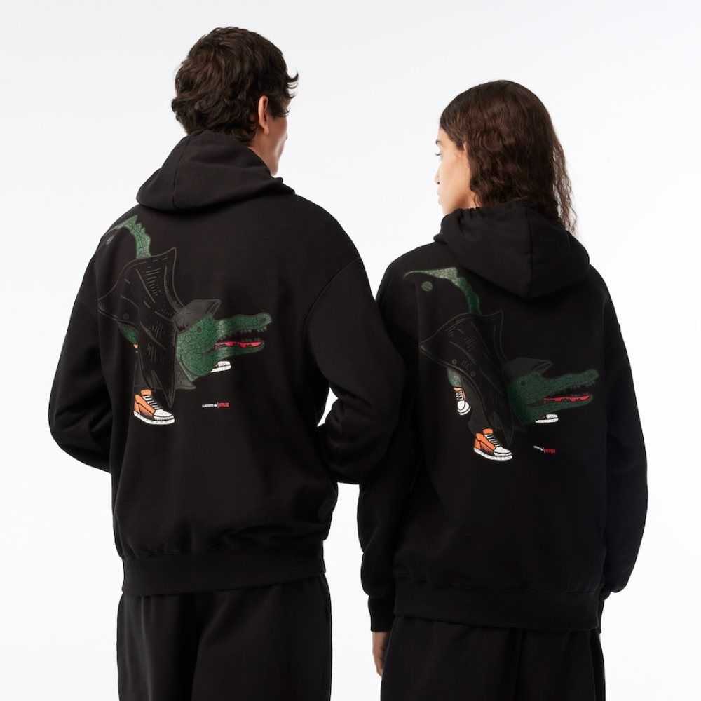 Lacoste Netflix Loose Fit Hoodie Svarta | GPWSO-9406