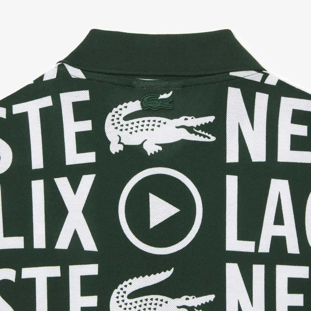 Lacoste Netflix Loose Fit Organic Bomull Print Gröna Vita | ZTPRI-7541