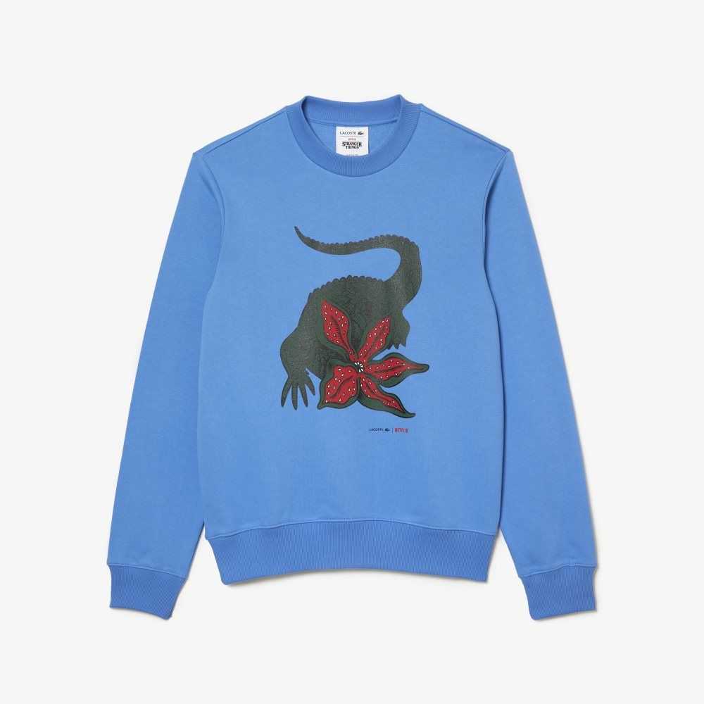 Lacoste Netflix Organic Bomull Fleece Print Blå | QULEK-6495