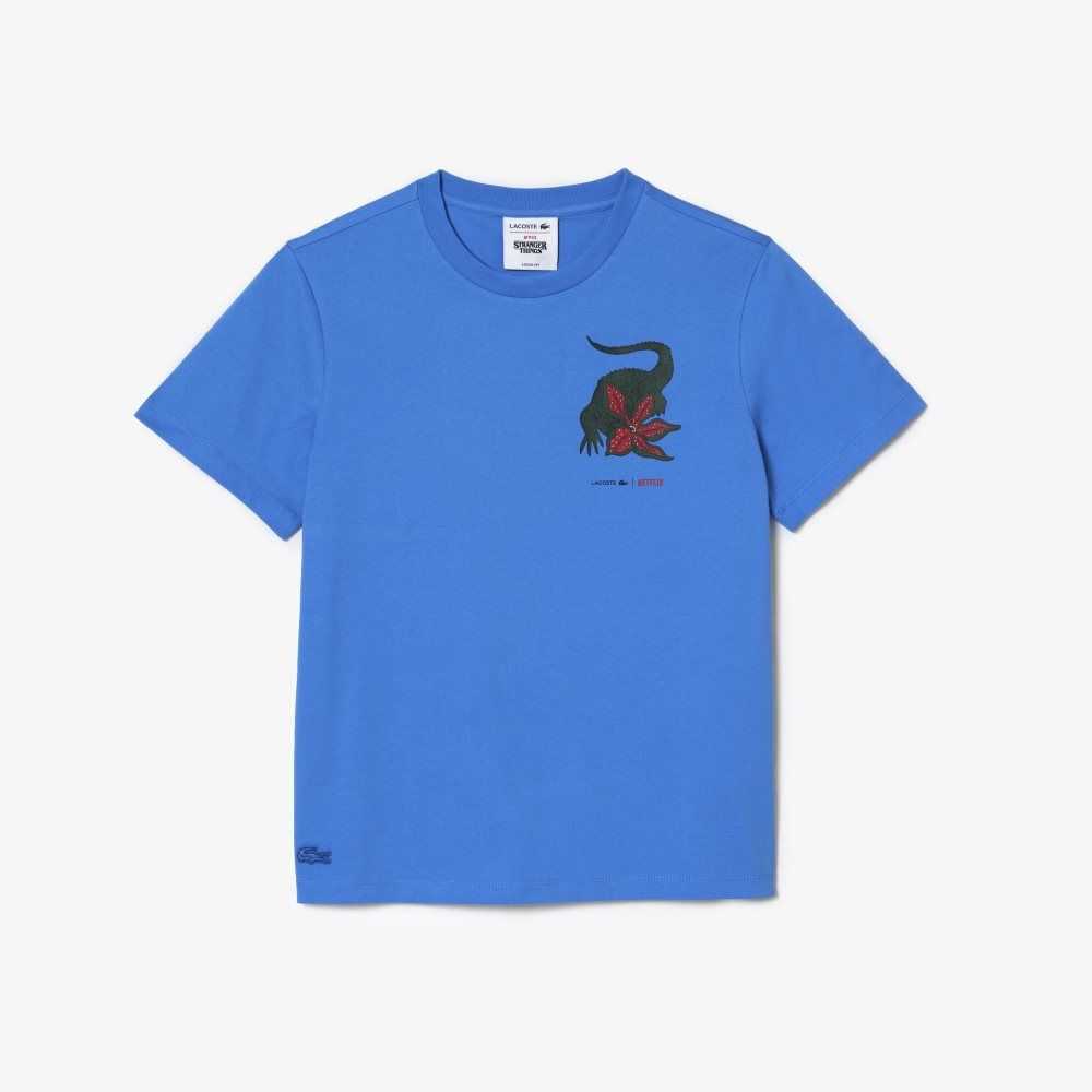 Lacoste Netflix Organic Bomull Jersey T-Shirt Blå | DQNBW-8916